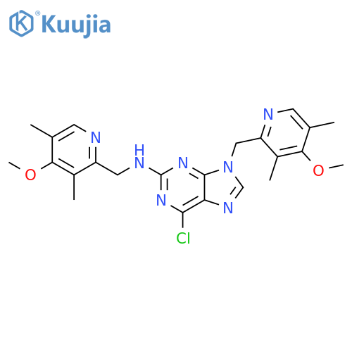 9H-Purin-2-amine, 6-chloro-N,9-bis[(4-methoxy-3,5-dimethyl-2-pyridinyl)methyl]- structure