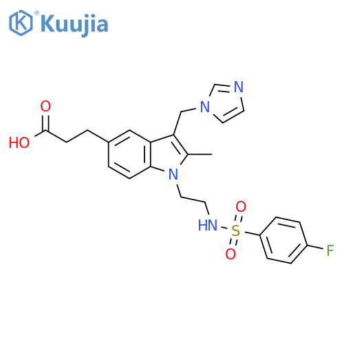 1H-Indole-5-propanoicacid,1-[2-[[(4-fluorophenyl)sulfonyl]amino]ethyl]-3-(1H-imidazol-1-ylmethyl)-2-methyl- structure