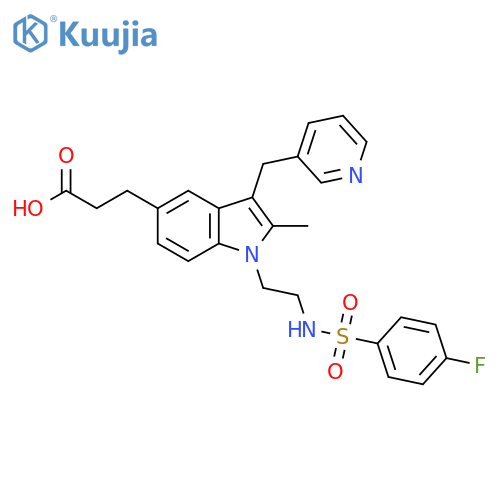 1H-Indole-5-propanoicacid,1-[2-[[(4-fluorophenyl)sulfonyl]amino]ethyl]-2-methyl-3-(3-pyridinylmethyl)- structure