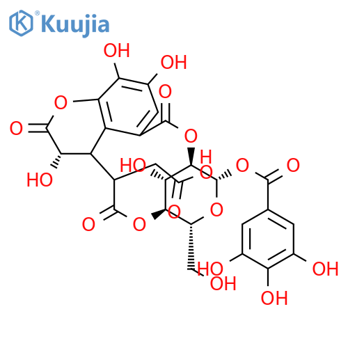 b-D-Glucopyranose,1-(3,4,5-trihydroxybenzoate), cyclic 2&reg;2:4&reg;1-ester with (2S)-2-[(3S,4S)-5-carboxy-3,4-dihydro-3,7,8-trihydroxy-2-oxo-2H-1-benzopyran-4-yl]butanedioicacid structure