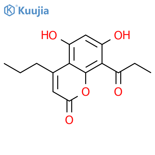 5,7-dihydroxy-8-propanoyl-4-propyl-2H-chromen-2-one structure