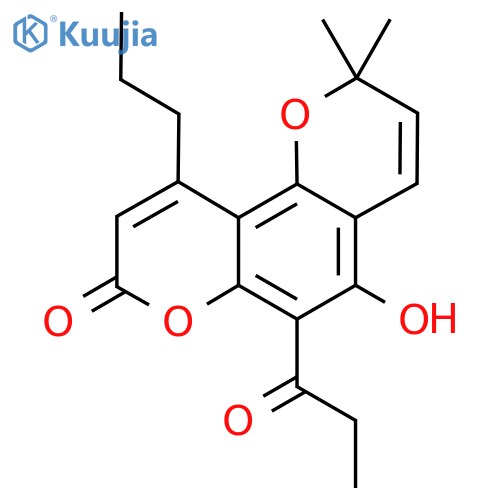 5-Hydroxy-2,2-dimethyl-6-propanoyl-10-propylpyrano[2,3-f]chromen-8-one structure
