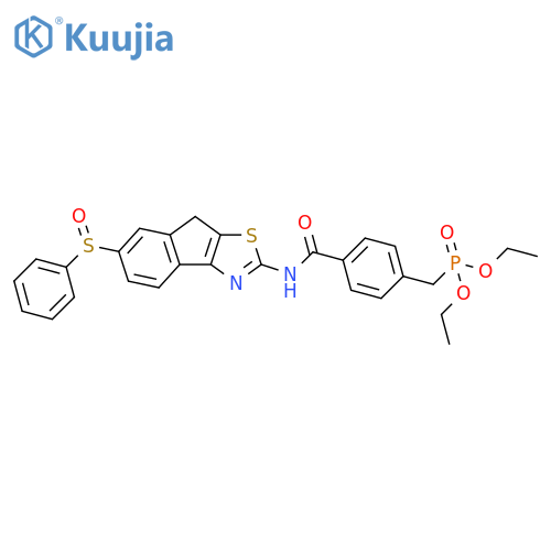 Phosphonic acid, [[4-[[[6-(phenylsulfinyl)-8H-indeno[1,2-d]thiazol-2-yl]amino]carbonyl]phenyl]methyl]-, diethyl ester (9CI) structure