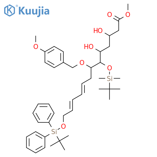 9,11-Tridecadienoic acid, 6-[[(1,1-dimethylethyl)dimethylsilyl]oxy]-13-[[(1,1-dimethylethyl)diphenylsilyl]oxy]-3,5-dihydroxy-7-[(4-methoxyphenyl)methoxy]-, methyl ester, (3R,5R,6R,7S,9E,11E)- structure
