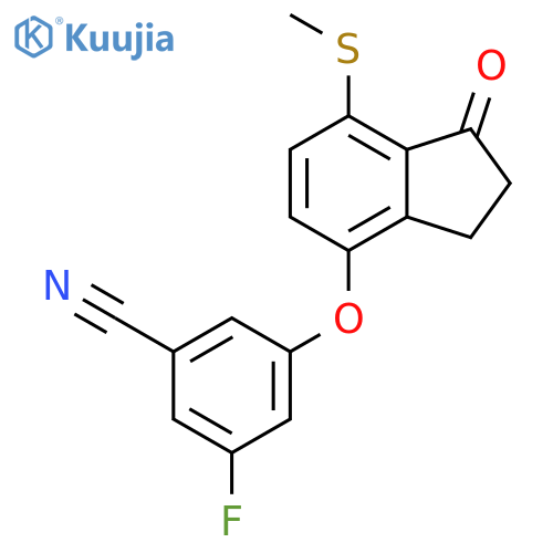 3-fluoro-5-(7-methylsulfanyl-1-oxo-indan-4-yl)oxy-benzonitrile structure