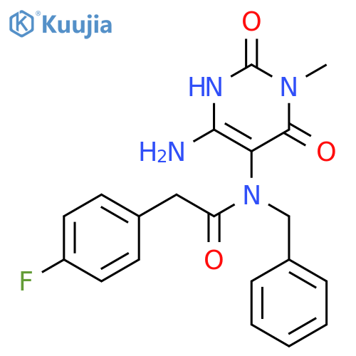 Benzeneacetamide,N-(4-amino-1,2,3,6-tetrahydro-1-methyl-2,6-dioxo-5-pyrimidinyl)-4-fluoro-N-(phenylmethyl)- structure