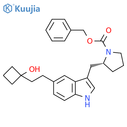 1-Pyrrolidinecarboxylic acid, 2-[[5-[2-(1-hydroxycyclobutyl)ethyl]-1H-indol-3-yl]methyl]-, phenylmethyl ester, (R)- (9CI) structure