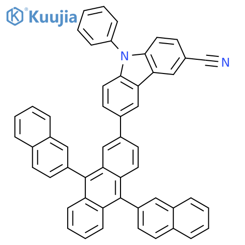 9H-Carbazole-3-carbonitrile, 6-(9,10-di-2-naphthalenyl-2-anthracenyl)-9-phenyl- structure
