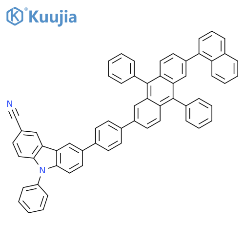 9H-Carbazole-3-carbonitrile, 6-[4-[6-(1-naphthalenyl)-9,10-diphenyl-2-anthracenyl]phenyl]-9-phenyl- structure
