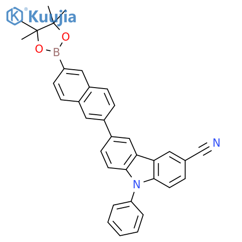 9H-Carbazole-3-carbonitrile, 9-phenyl-6-[6-(4,4,5,5-tetramethyl-1,3,2-dioxaborolan-2-yl)-2-naphthalenyl]- structure