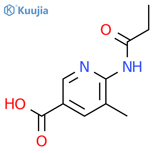 3-Pyridinecarboxylicacid, 5-methyl-6-[(1-oxopropyl)amino]- structure