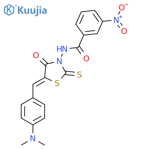 N-(5Z)-5-{4-(dimethylamino)phenylmethylidene}-4-oxo-2-sulfanylidene-1,3-thiazolidin-3-yl-3-nitrobenzamide structure