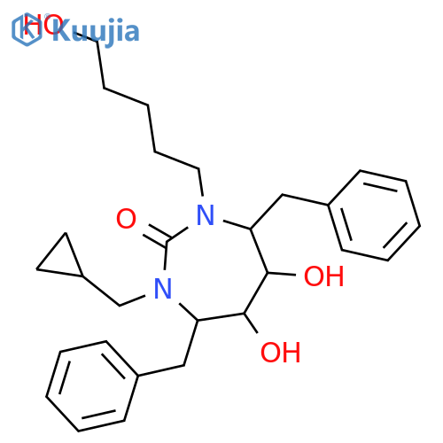 2H-1,3-Diazepin-2-one,1-(cyclopropylmethyl)hexahydro-5,6-dihydroxy-3-(5-hydroxypentyl)-4,7-bis(phenylmethyl)-,[4R-(4a,5a,6b,7b)]- (9CI) structure