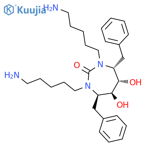 2H-1,3-Diazepin-2-one,1,3-bis(5-aminopentyl)hexahydro-5,6-dihydroxy-4,7-bis(phenylmethyl)-, [4R-(4a,5a,6b,7b)]- (9CI) structure