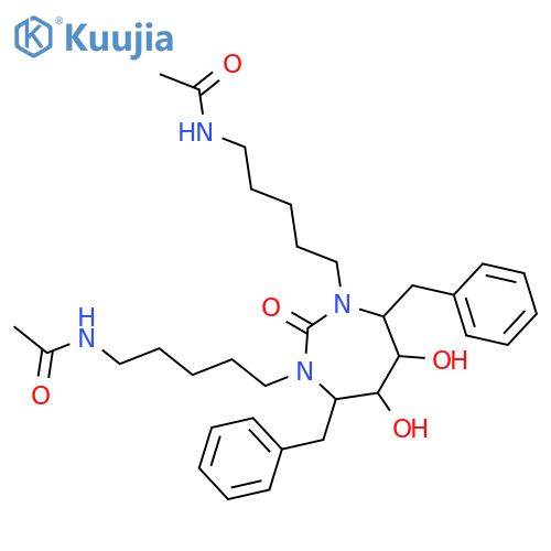 Acetamide,N,N'-[[tetrahydro-5,6-dihydroxy-2-oxo-4,7-bis(phenylmethyl)-1H-1,3-diazepine-1,3(2H)-diyl]di-5,1-pentanediyl]bis-,[4R-(4a,5a,6b,7b)]- (9CI) structure