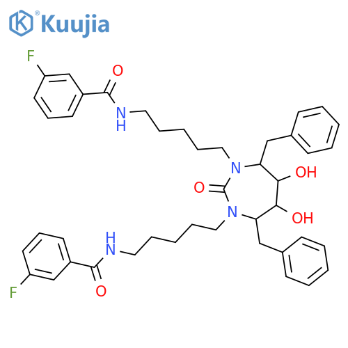 Benzamide,N,N'-[[tetrahydro-5,6-dihydroxy-2-oxo-4,7-bis(phenylmethyl)-1H-1,3-diazepine-1,3(2H)-diyl]di-5,1-pentanediyl]bis[3-fluoro-,[4R-(4a,5a,6b,7b)]- (9CI) structure