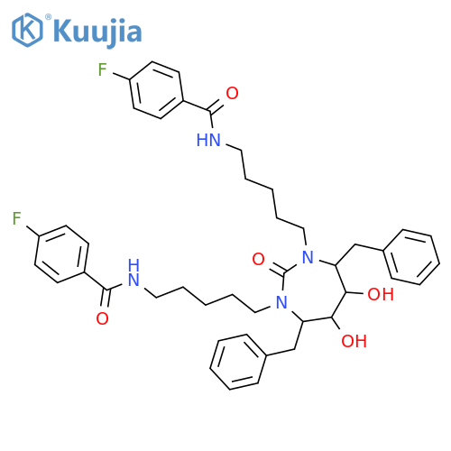 Benzamide,N,N'-[[tetrahydro-5,6-dihydroxy-2-oxo-4,7-bis(phenylmethyl)-1H-1,3-diazepine-1,3(2H)-diyl]di-5,1-pentanediyl]bis[4-fluoro-,[4R-(4a,5a,6b,7b)]- (9CI) structure