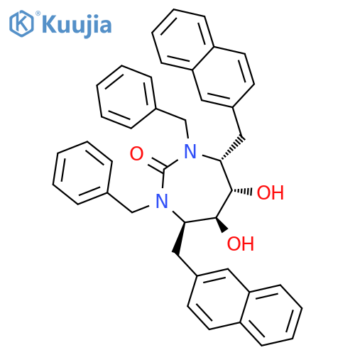 2H-1,3-Diazepin-2-one,hexahydro-5,6-dihydroxy-4,7-bis(2-naphthalenylmethyl)-1,3-bis(phenylmethyl)-,(4R,5S,6S,7R)- structure