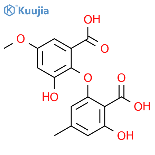 Benzoicacid, 2-(2-carboxy-3-hydroxy-5-methylphenoxy)-3-hydroxy-5-methoxy- structure