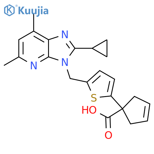 3-Cyclopentene-1-carboxylicacid,1-[5-[(2-cyclopropyl-5,7-dimethyl-3H-imidazo[4,5-b]pyridin-3-yl)methyl]-2-thienyl]- structure