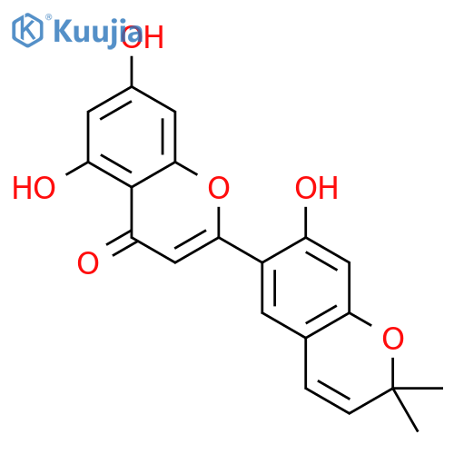 4H-1-Benzopyran-4-one,5,7-dihydroxy-2-(7-hydroxy-2,2-dimethyl-2H-1-benzopyran-6-yl)- structure