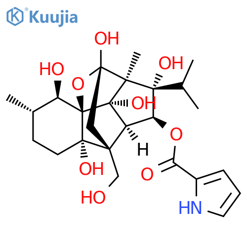 1H-Pyrrole-2-carboxylic acid, (3S,4R,4aR,6S,6aS,7S,8S,8aR,8bS,9R,9aS)-dodecahydro-4,6,7,8b,9a-pentahydroxy-9-(hydroxymethyl)-3,6a-dimethyl-7-(1-methylethyl)-6,9-methanobenzo[1,2]pentaleno[1,6-bc]furan-8-yl ester (9CI) structure