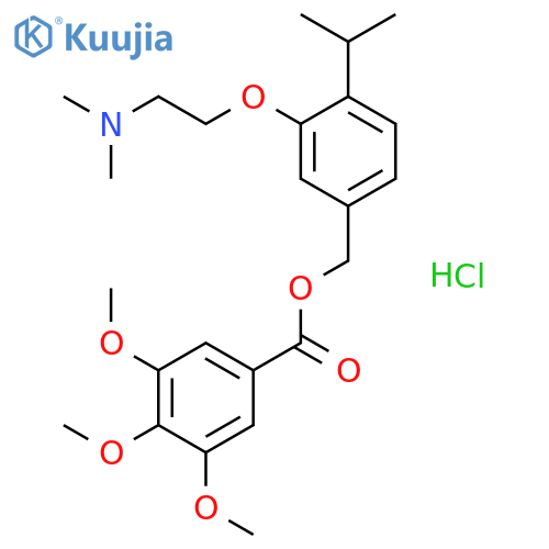 Benzoic acid,3,4,5-trimethoxy-, 4-[2-(dimethylamino)ethoxy]-2-methyl-5-(1-methylethyl)phenylester, hydrochloride (1:1) structure