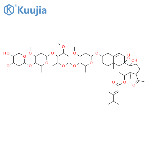 3,8,12,14-Tetrahydroxypregn-5-en-20-one; (3β,12β,14β,17α)-form, 12-O-(3,4-Dimethyl-2E-pentenoyl), 3-O-[β-D-cymaropyranosyl-(1→4)-β-D-oleandropyranosyl-(1→4)-β-D-cymaropyranosyl-(1→4)-β-D-cymaropyranoside] structure