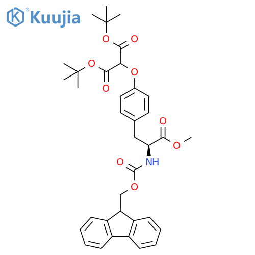 Propanedioic acid, 2-[4-[(2S)-2-[[(9H-fluoren-9-ylmethoxy)carbonyl]amino]-3-methoxy-3-oxopropyl]phenoxy]-, 1,3-bis(1,1-dimethylethyl) ester structure