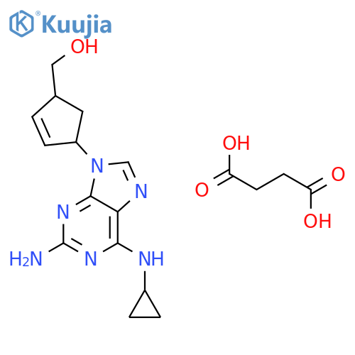 [(1R)-4-[2-amino-6-(cyclopropylamino)purin-9-yl]-1-cyclopent-2-enyl]methanol; butanedioic acid structure