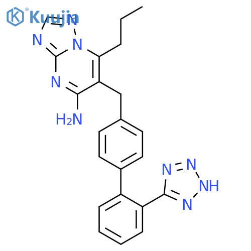 [1,2,4]Triazolo[1,5-a]pyrimidin-5-amine,7-propyl-6-[[2'-(2H-tetrazol-5-yl)[1,1'-biphenyl]-4-yl]methyl]- structure