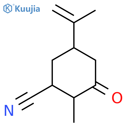 2-methyl-3-oxo-5-(prop-1-en-2-yl)cyclohexane-1-carbonitrile structure