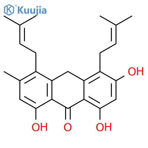 9(10H)-Anthracenone,1,3,8-trihydroxy-6-methyl-4,5-bis(3-methyl-2-buten-1-yl)- structure