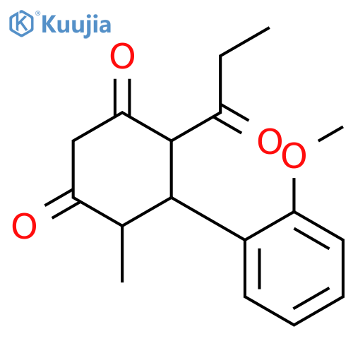 1,3-Cyclohexanedione,5-(2-methoxyphenyl)-4-methyl-6-(1-oxopropyl)- structure