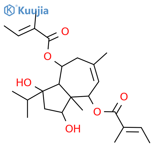 1-Isopropyl-3a,6-dimethyl-4,8-bis-(2-methyl-crotonoyloxy)-1,2,3,3a,4,7,8,8a-octahydro-azulen-1,3-diol structure