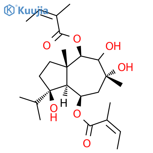 2-Butenoic acid,2-methyl-,(1R,3aS,4R,6R,8R,8aS)-decahydro-1,5,6-trihydroxy-3a,6-dimethyl-1-(1-methylethyl)-4,8-azulenediylester, (2Z,2'Z)-rel- (9CI) structure
