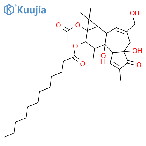 (1aR,4aR,7bS,8R,9R,9aS)-9a-(acetyloxy)-4a,7b-dihydroxy-3-(hydroxymethyl)-1,1,6,8-tetramethyl-5-oxo-1a,1b,4,4a,5,7a,7b,8,9,9a-decahydro-1H-cyclopropa[3,4]benzo[1,2-e]azulen-9-yl dodecanoate structure
