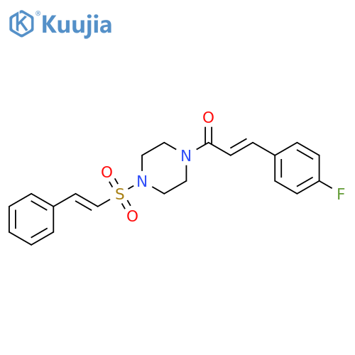 (2E)-3-(4-Fluorophenyl)-1-[4-[[(1E)-2-phenylethenyl]sulfonyl]-1-piperazinyl]-2-propen-1-one structure