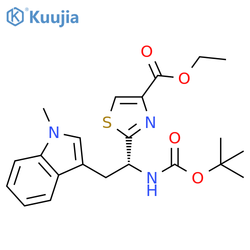 4-Thiazolecarboxylic acid, 2-[1-[[(1,1-dimethylethoxy)carbonyl]amino]-2-(1-methyl-1H-indol-3-yl)ethyl]-, ethyl ester, (R)- (9CI) structure