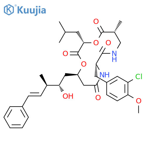 (3S,6R,10R,14R)-10-[(3-Chloro-4-methoxyphenyl)methyl]-14-[(E,2S,3R)-2-hydroxy-3-methyl-5-phenylpent-4-enyl]-6-methyl-3-(2-methylpropyl)-1,4-dioxa-8,11-diazacyclotetradecane-2,5,9,12-tetrone structure