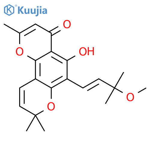 5-hydroxy-6-(3-methoxy-3-methyl-but-1-enyl)-2,8,8-trimethyl-8H-pyrano[2,3-f]chromen-4-one structure