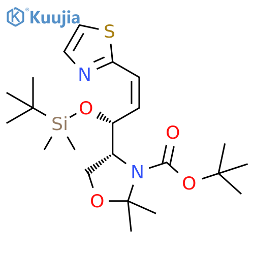 3-Oxazolidinecarboxylic acid, 4-[1-[[(1,1-dimethylethyl)dimethylsilyl]oxy]-3-(2-thiazolyl)-2-propenyl]-2,2-dimethyl-, 1,1-dimethylethyl ester, [R-[R*,R*-(Z)]]- structure