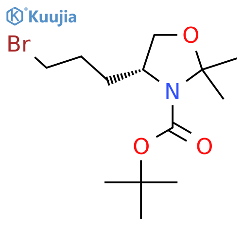 tert-butyl (4R)-4-(3-bromopropyl)-2,2-dimethyl-1,3-oxazolidine-3-carboxylate structure