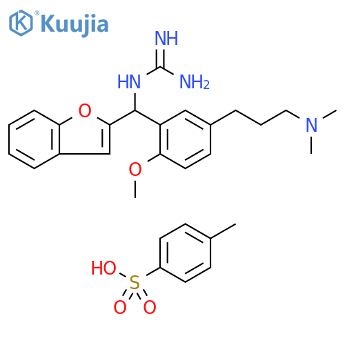 Guanidine, N-[2-benzofuranyl[5-[3-(dimethylamino)propyl]-2-methoxyphenyl]methyl]-, 4-methylbenzenesulfonate (1:1) structure