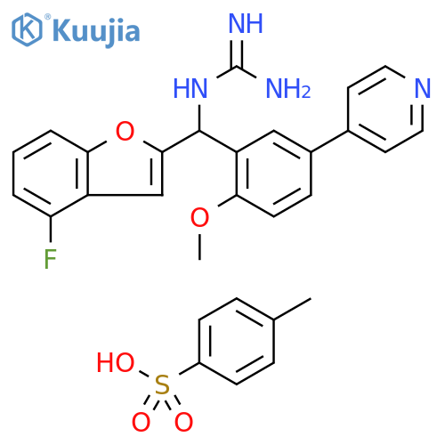 Guanidine, N-[(4-fluoro-2-benzofuranyl)[2-methoxy-5-(4-pyridinyl)phenyl]methyl]-, 4-methylbenzenesulfonate (1:1) structure