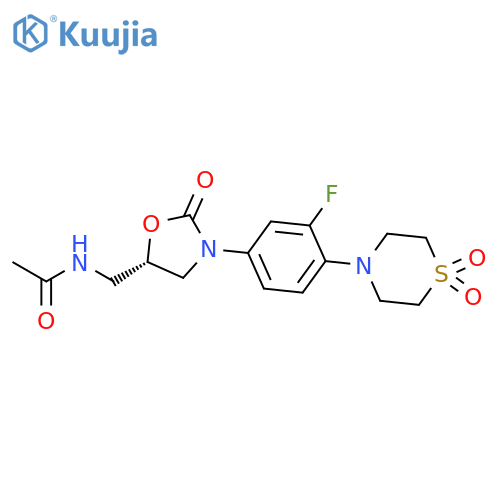 (S)-N-((3-(4-(1,1-dioxidothiomorpholino)-3-fluorophenyl)-2-oxooxazolidin-5-yl)methyl)acetamide structure