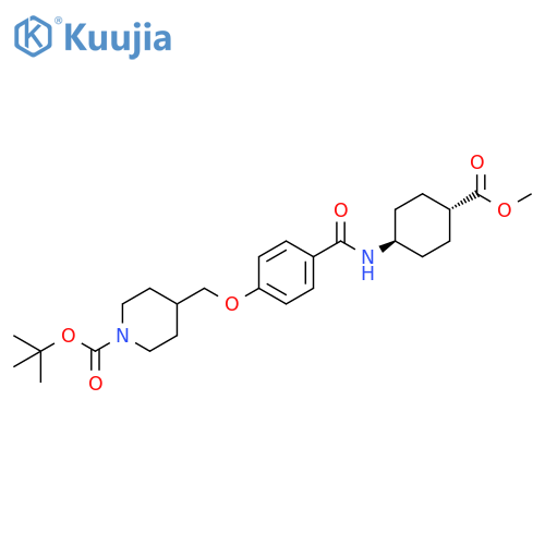 1-Piperidinecarboxylic acid, 4-[[4-[[[4-(methoxycarbonyl)cyclohexyl]amino]carbonyl]phenoxy]methyl]-, 1,1-dimethylethyl ester, trans- (9CI) structure