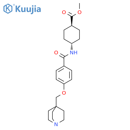Cyclohexanecarboxylic acid,4-[[4-(1-azabicyclo[2.2.2]oct-4-ylmethoxy)benzoyl]amino]-, methyl ester,trans- structure