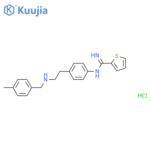 2-Thiophenecarboximidamide, N-[4-[2-[[(4-methylphenyl)methyl]amino]ethyl]phenyl]-, hydrochloride (1:2) structure