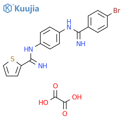 2-Thiophenecarboximidamide, N-[4-[[(4-bromophenyl)iminomethyl]amino]phenyl]-, ethanedioate (1:2) structure